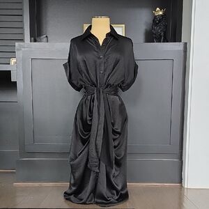 Steve Madden Black Satin Dress